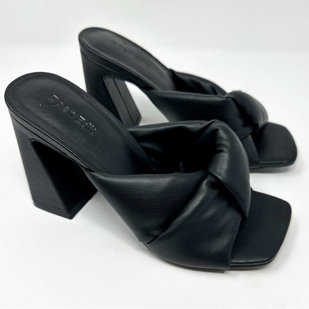 NEW Open Edit Black Braided Faux Leather Sandal Block Heels NWOT, Size 6.5 - Picture 8 of 12